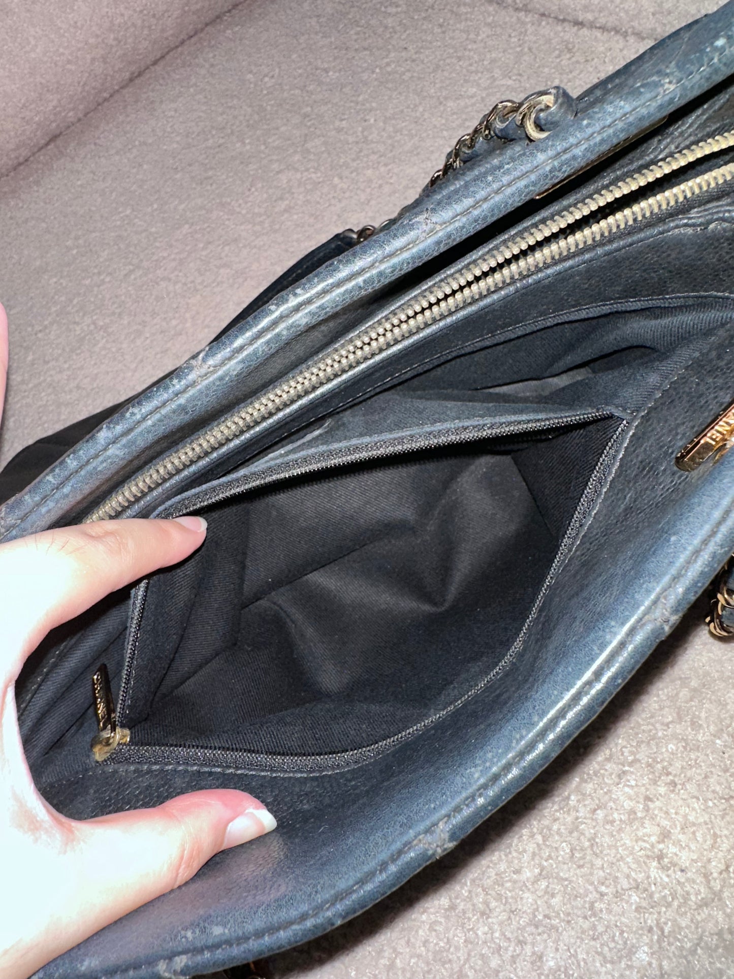 Chanel Caviar Bowling Shoppers Tote Bag - Black Gold Hardware