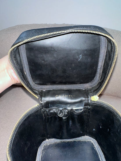 Chanel Vintage Caviar Vanity Top Handle Bag Black