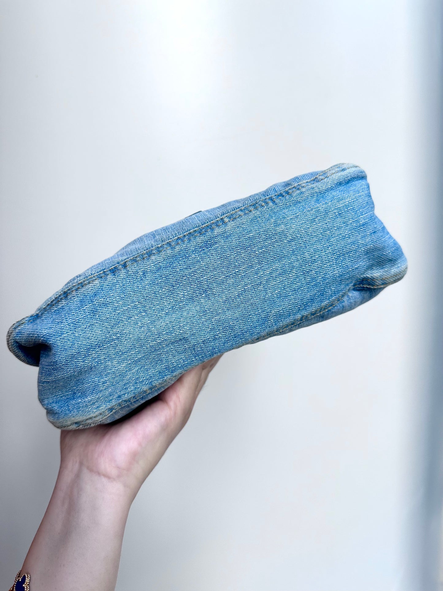 Fendi Denim Lapis Lazuli Exotic Leather Baguette