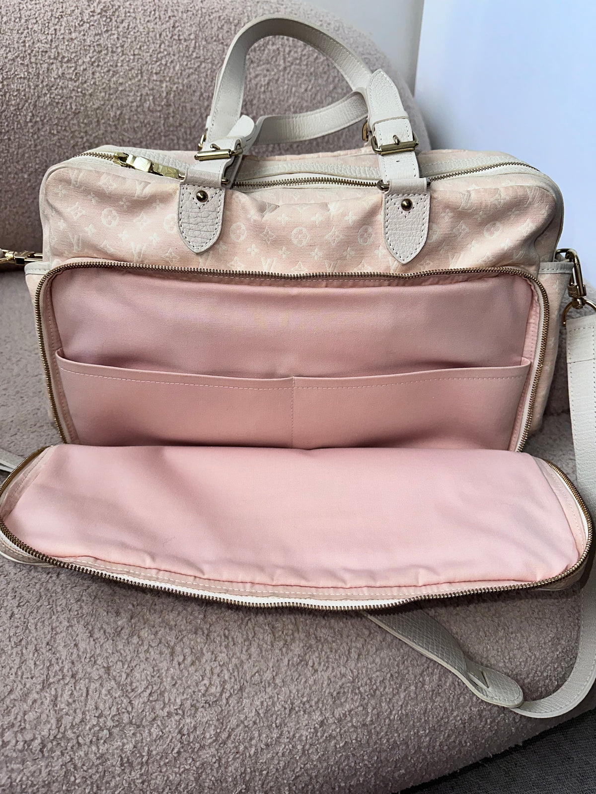 Louis Vuitton Baby Pink Mini Lin Travel Diaper Carryall Bag