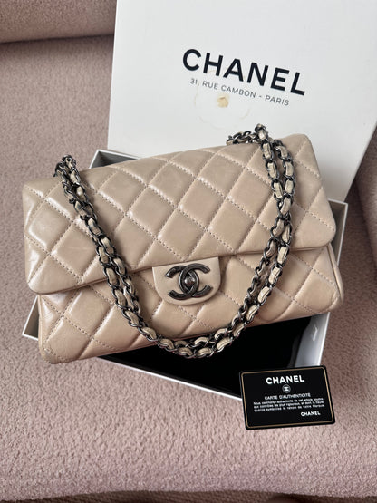 Chanel Large Classic Flap Bag Beige Calfskin