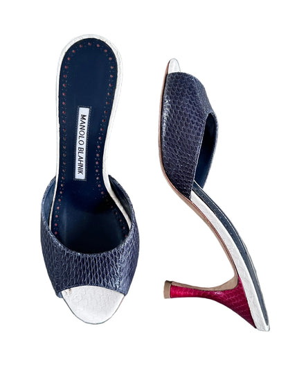 Manolo Blahnik Python Jada 70 Mules Heels