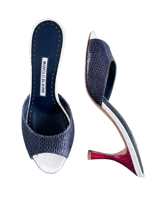 Manolo Blahnik Python Jada 70 Mules Heels