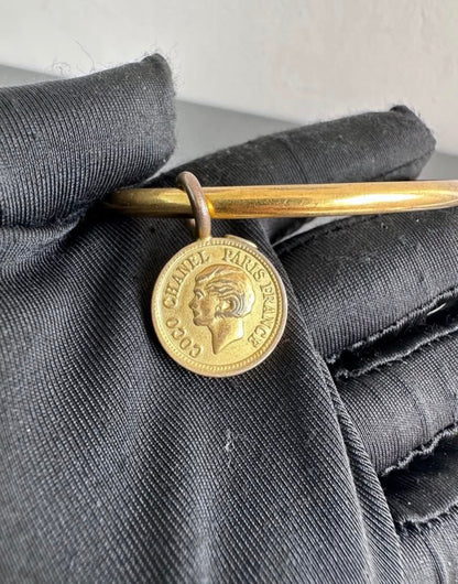 Chanel 1885 Vintage 24K Gold Paris Coin Medallion Charm Bangle Bracelet