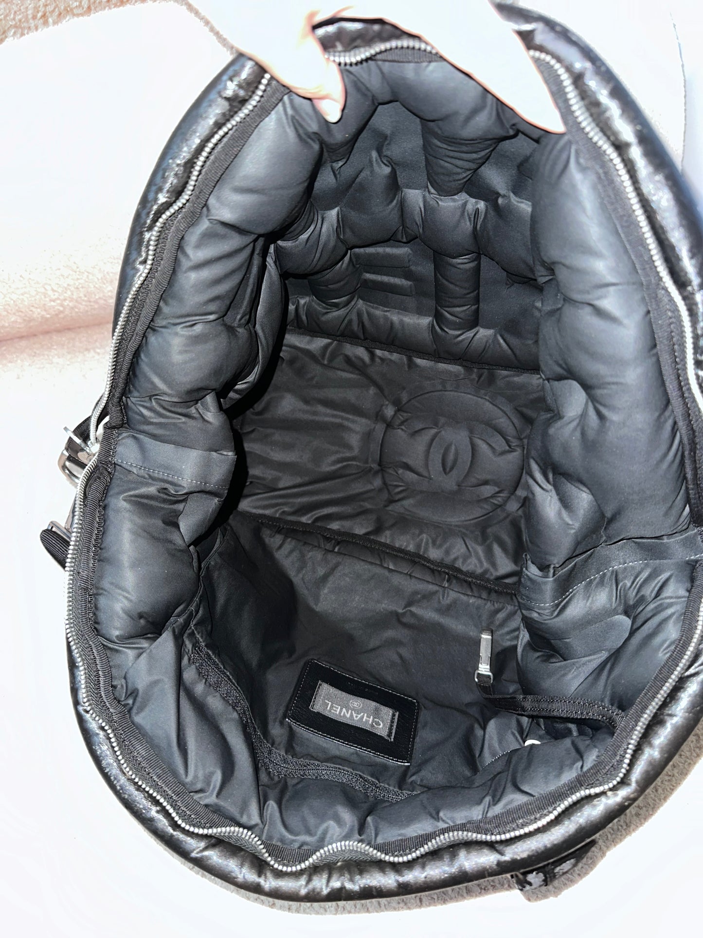 Chanel Large Two-Way Cocoon Bowling Travel Bag Black