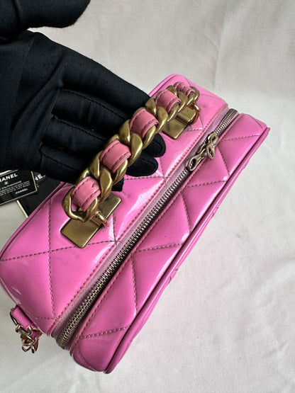 Rare Chanel 1995 Barbie Pink Medium Vanity Two Way Bag with Chain