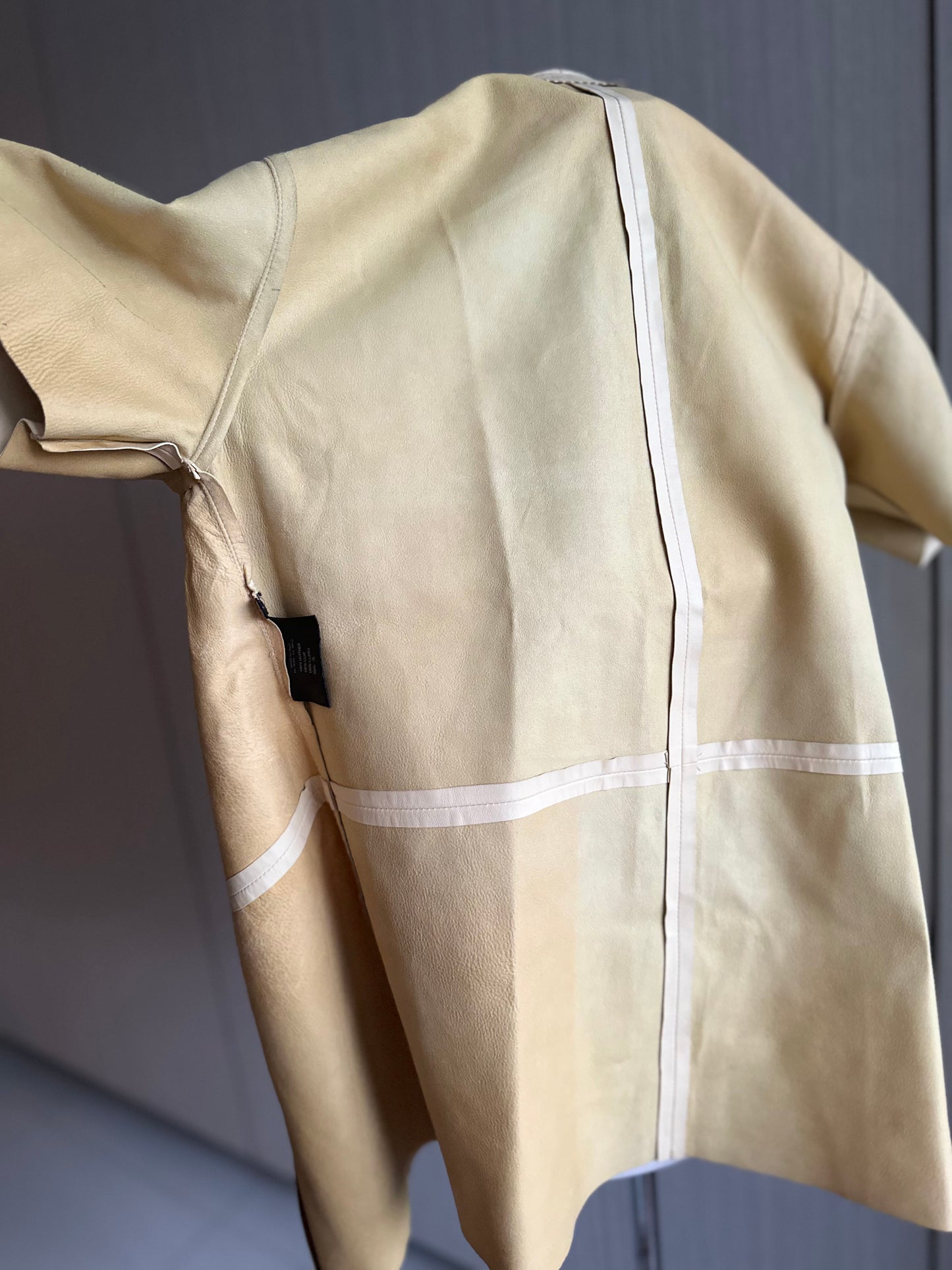 Prada 100% Leather Short Sleeve Collar Shirt Top