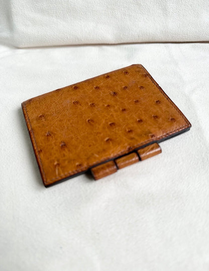 Hermes Exotic Ostrich Leather Mini Agenda Notebook Card Holder Case