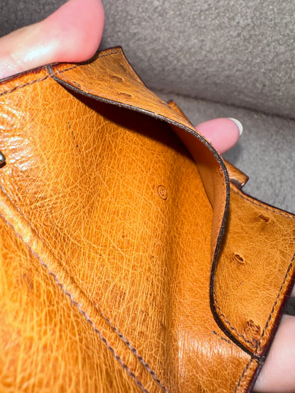 Hermes Exotic Ostrich Leather Mini Agenda Notebook Card Holder Case