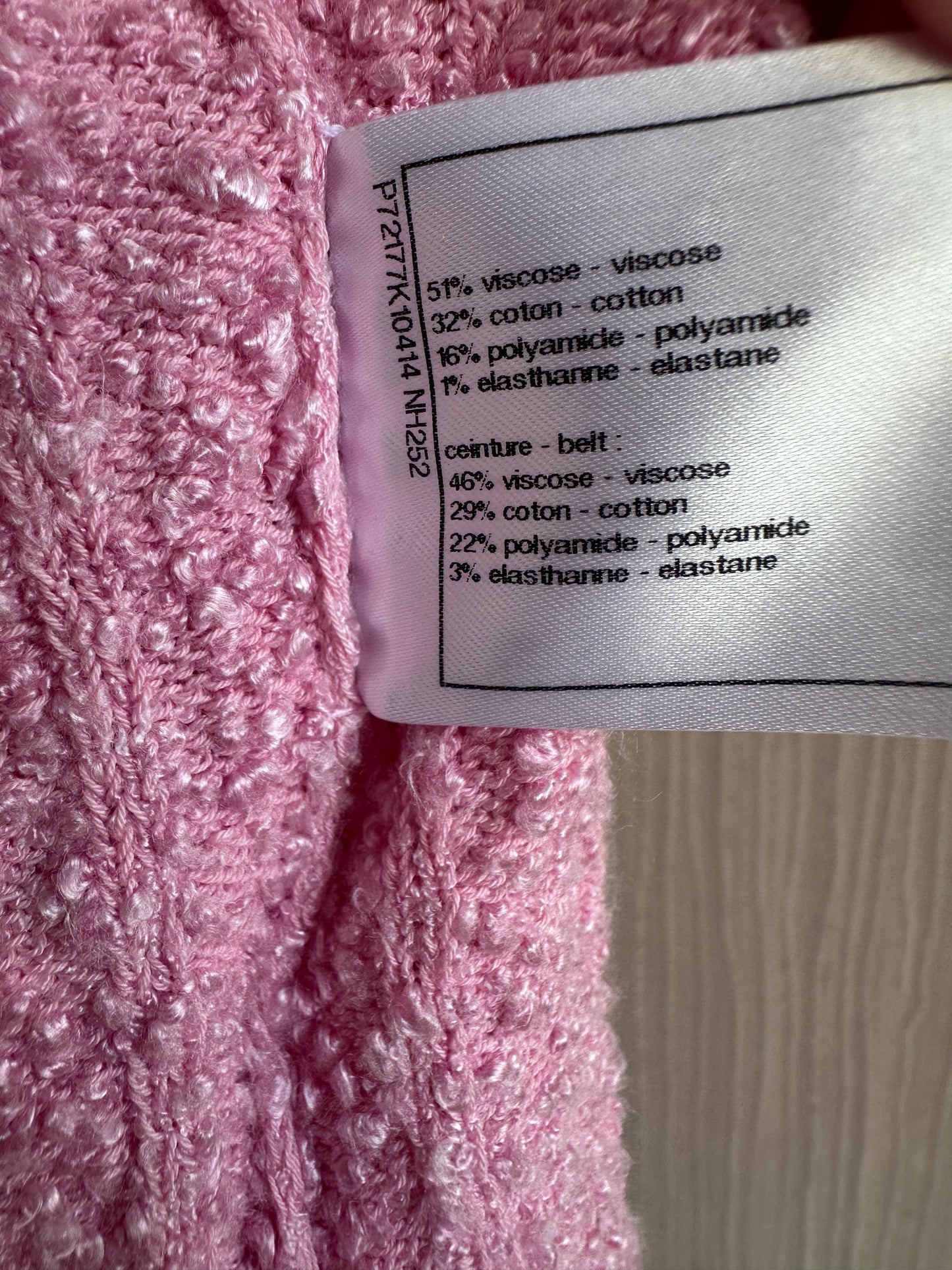 Chanel 22P Long Belted Pink Knit Cardigan