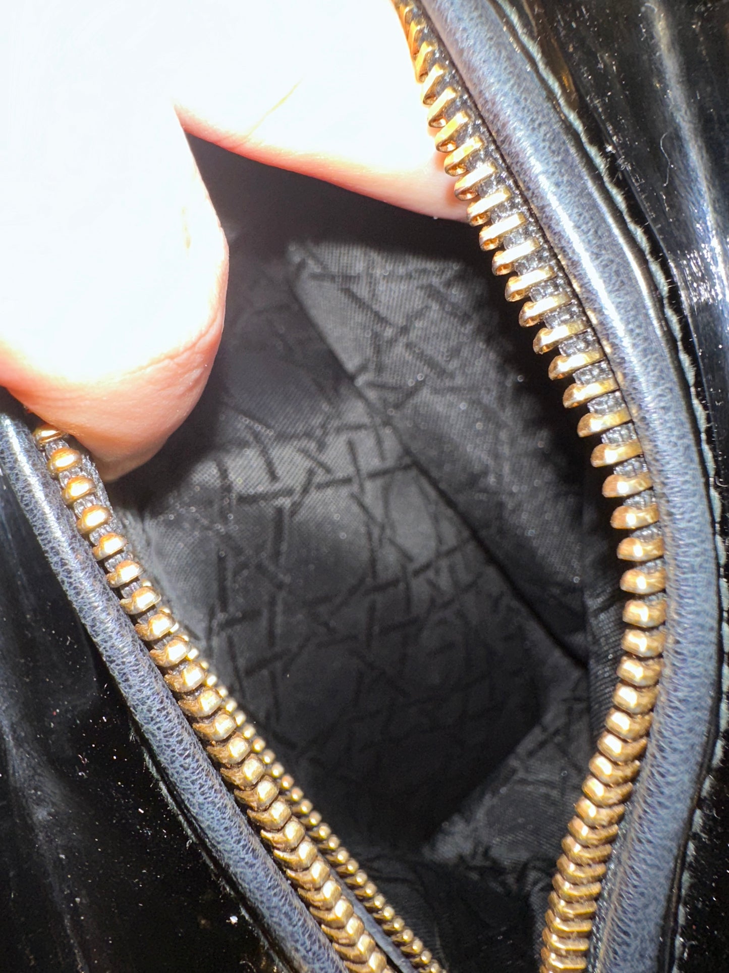 Christian Dior Lady Dior Medium Black Patent Gold Hardware