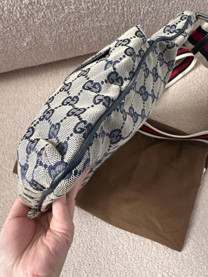 Gucci Canvas Double Pochette Crossbody Messenger Bag