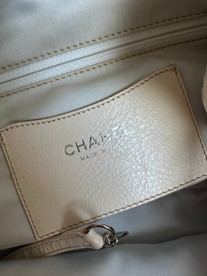 Chanel Maxi Hobo Caviar Bucket Shoulder Bag - Cream Beige / Silver Hardware