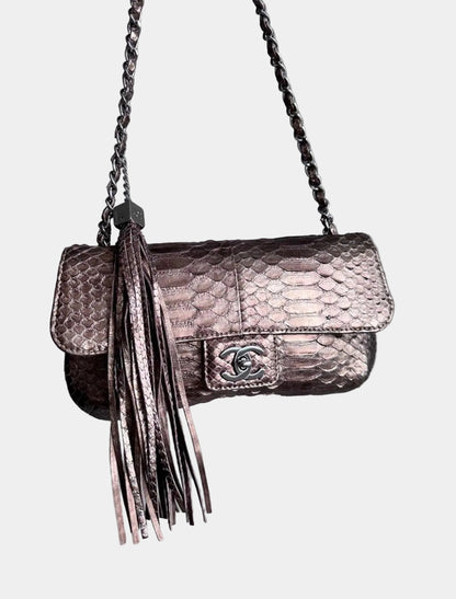 Vintage Chanel East West Python Flap Bag