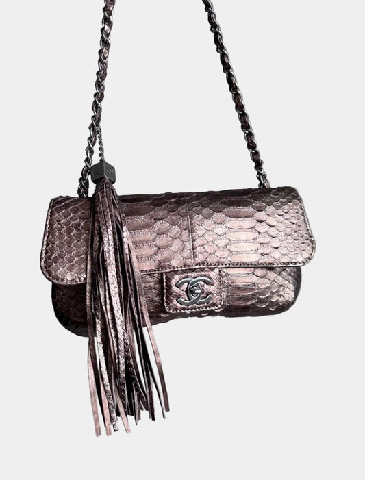 Vintage Chanel East West Python Flap Bag