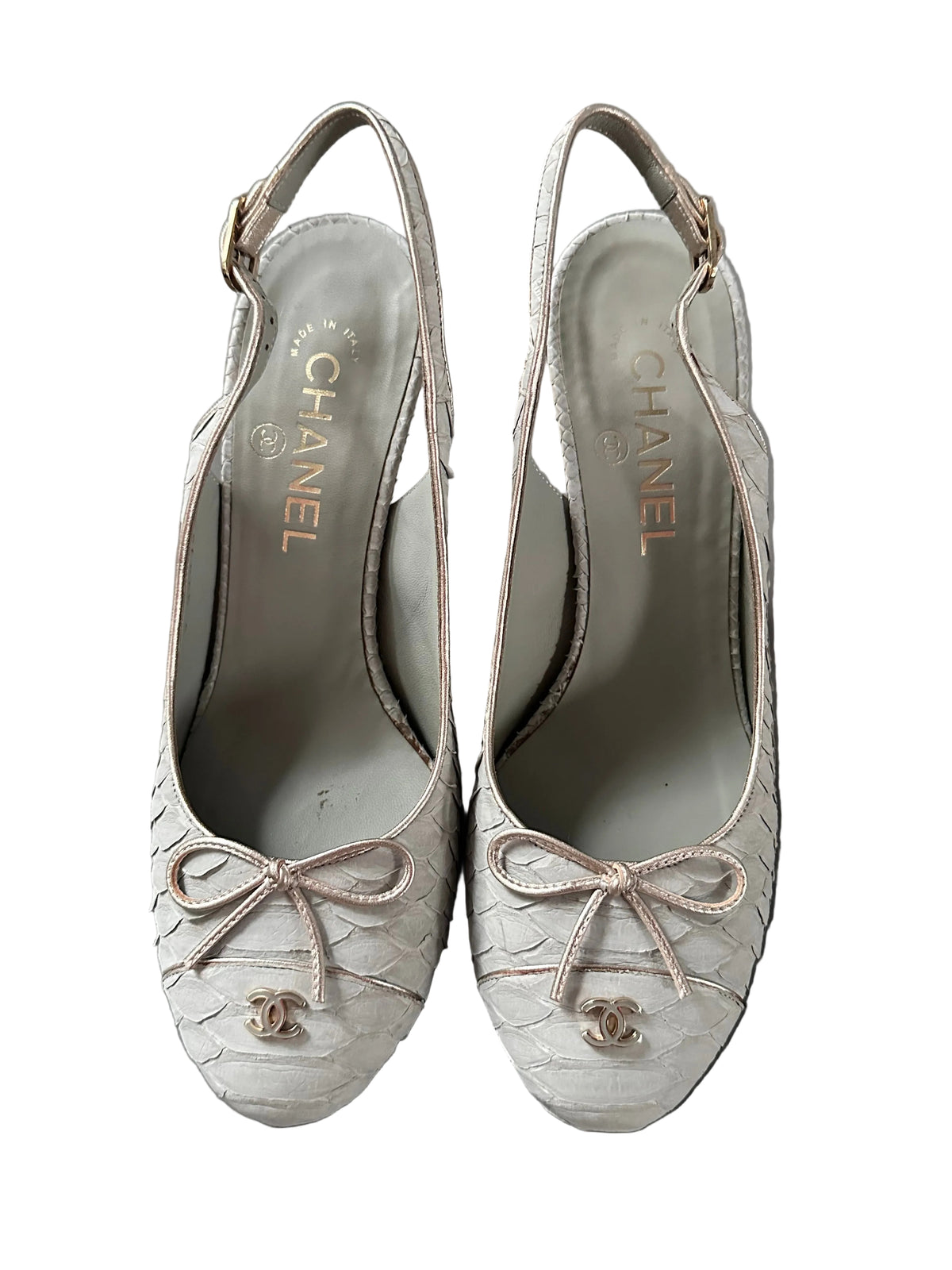 Chanel Python Leather Slingback Pumps Heels
