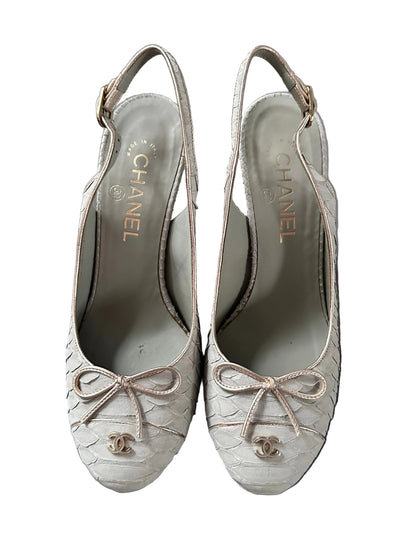 Chanel Python Leather Slingback Pumps Heels