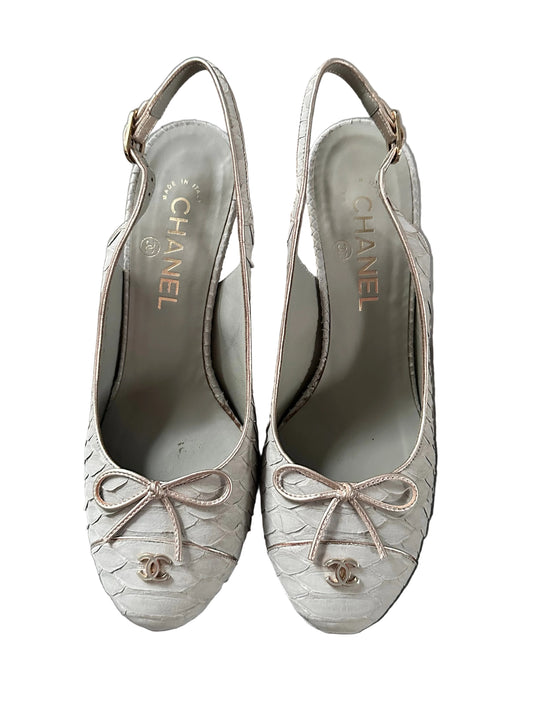 Chanel Python Leather Slingback Pumps Heels
