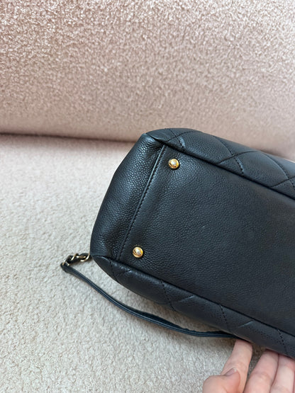 Chanel Caviar Bowling Shoppers Tote Bag - Black Gold Hardware