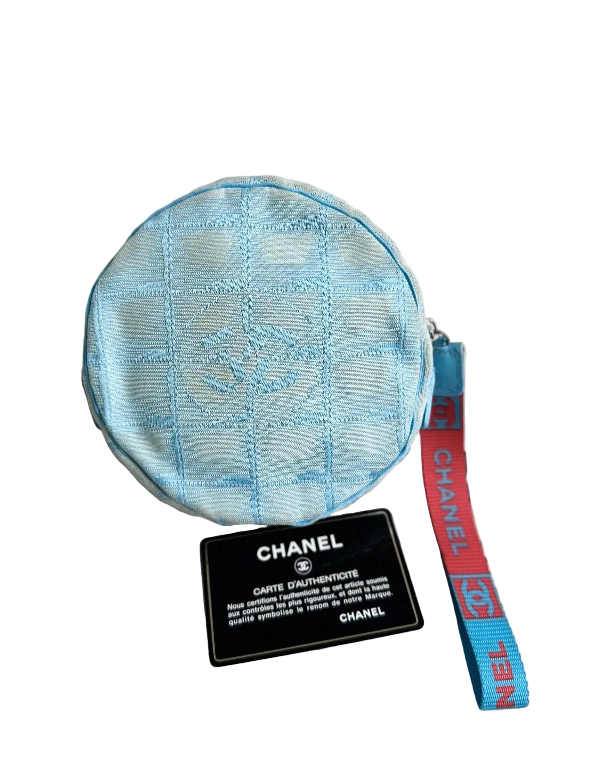 Chanel Blue Travel Line Round Zip Pouch