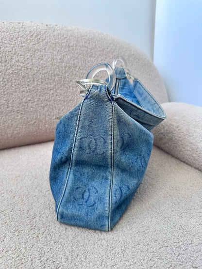 Chanel 2002 Large Denim Hobo Shoulder Bag