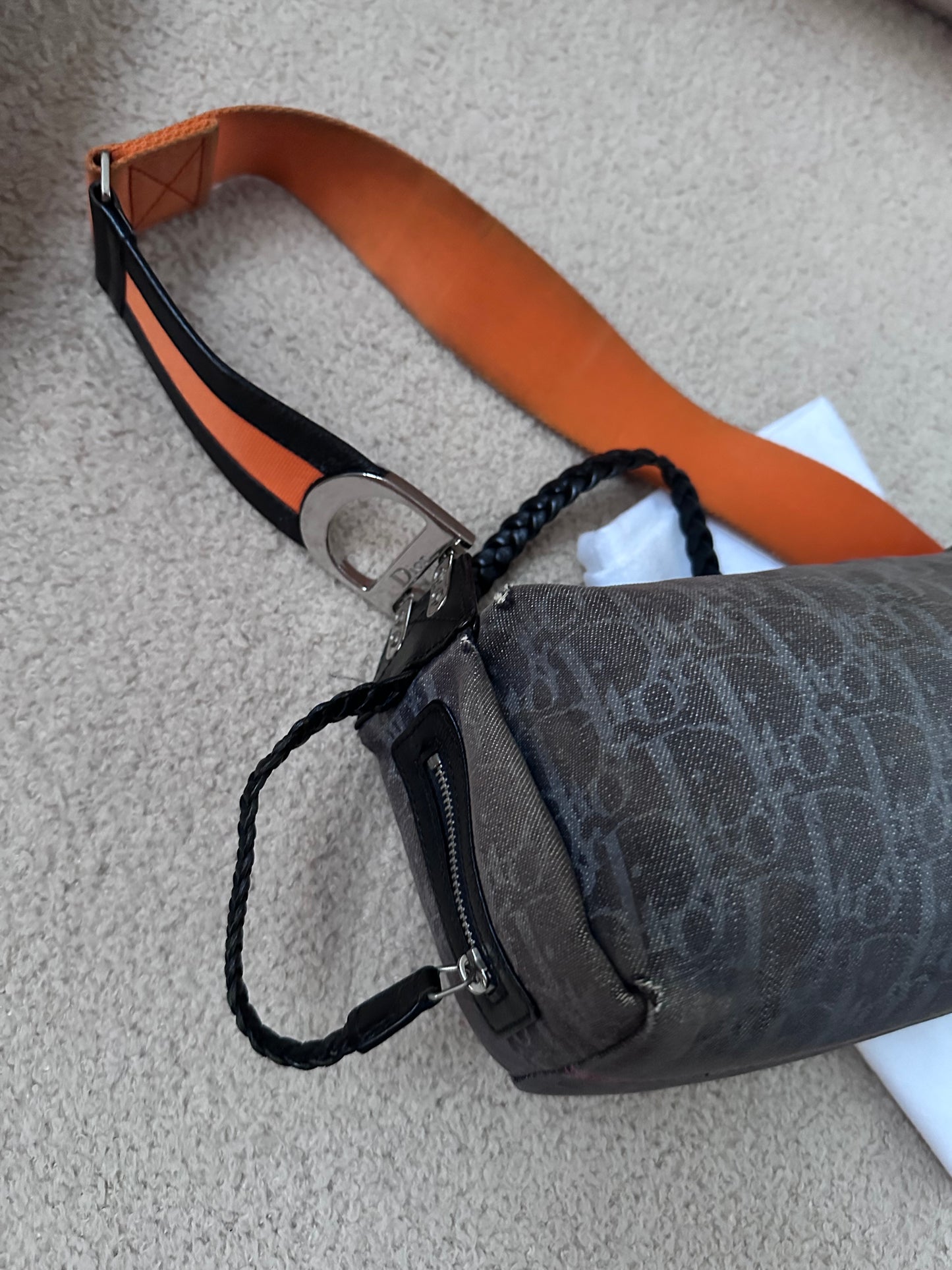 Dior by John Galliano “Remove before flight” Oblique Shoulder Bag