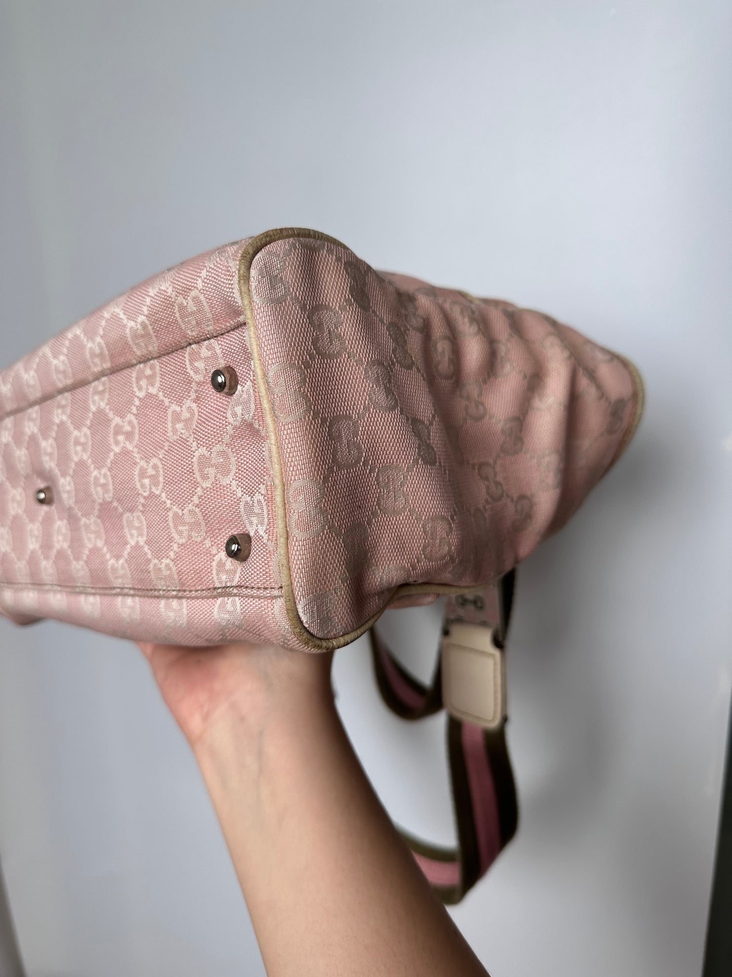 Gucci Pink GG Sherry Canvas Tote Bag