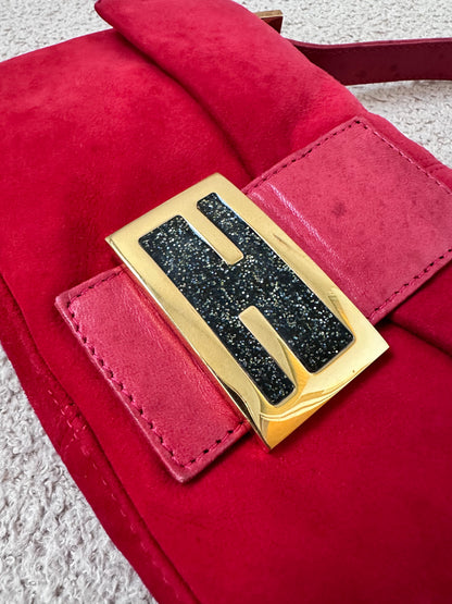 Fendi Glitter FF Gold Buckle Baguette