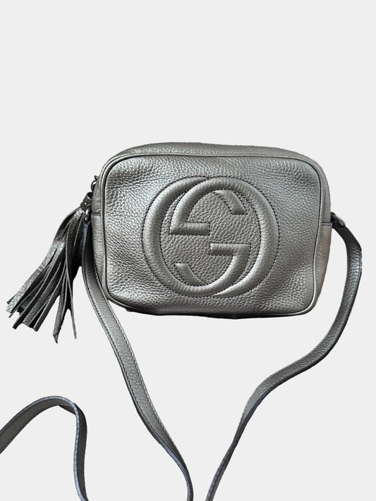 Gucci Soho Disco Crossbody Bag Metallic Silver
