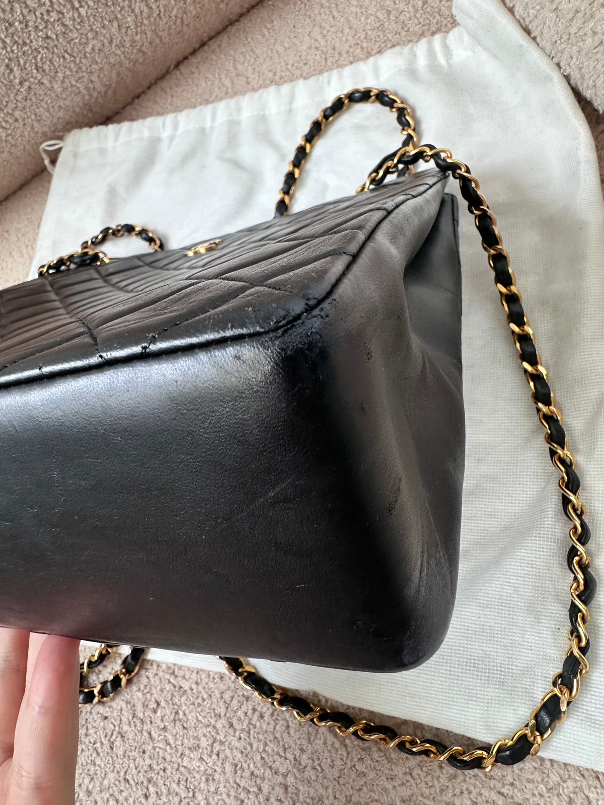 Chanel Vintage Timeless Classic Vertical Quilted Shopping Tote Bag