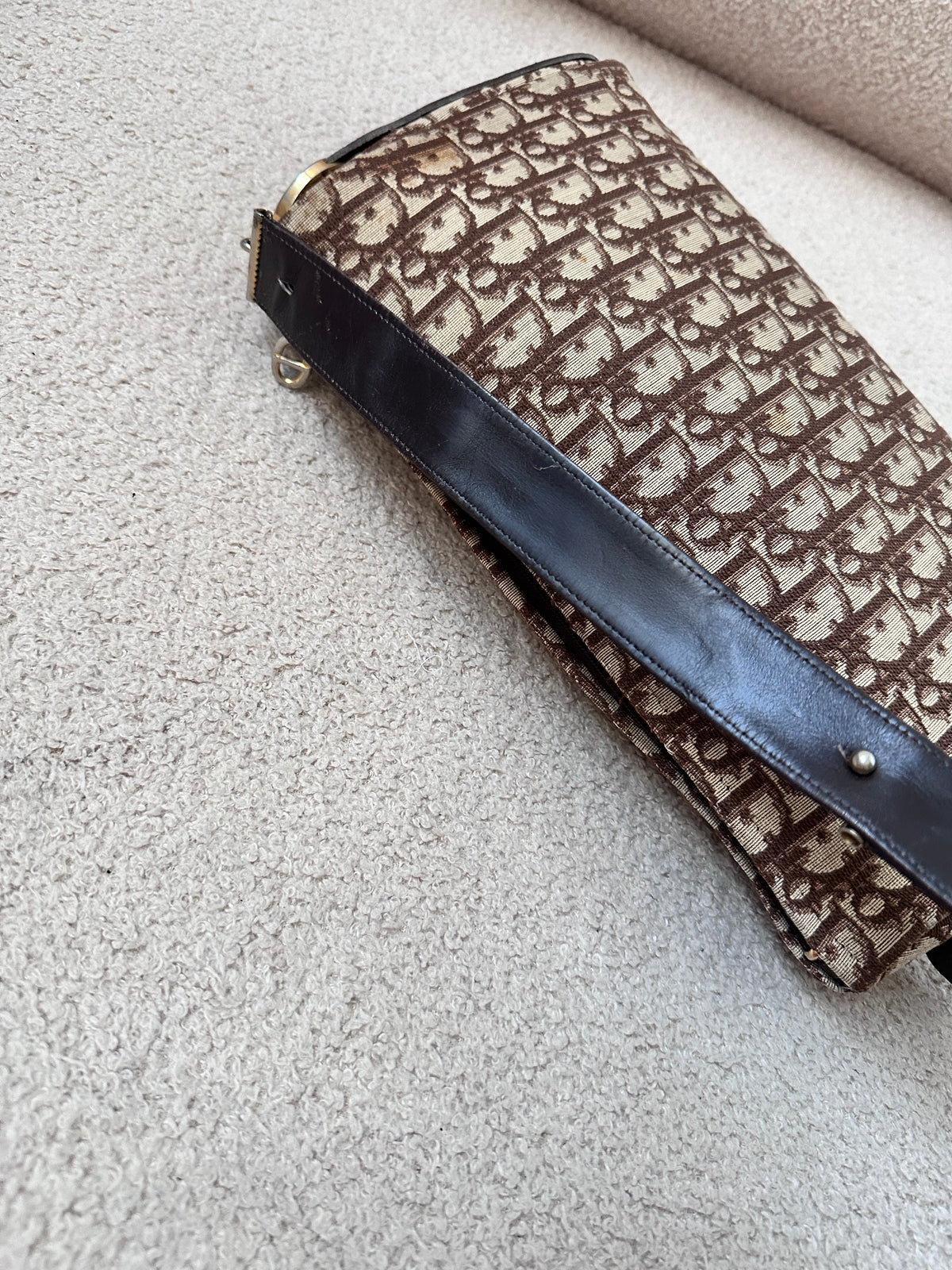 Dior Brown Oblique Trotter Boston Shoulder Bag