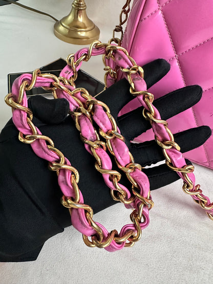 Rare Chanel 1995 Barbie Pink Medium Vanity Two Way Bag with Chain