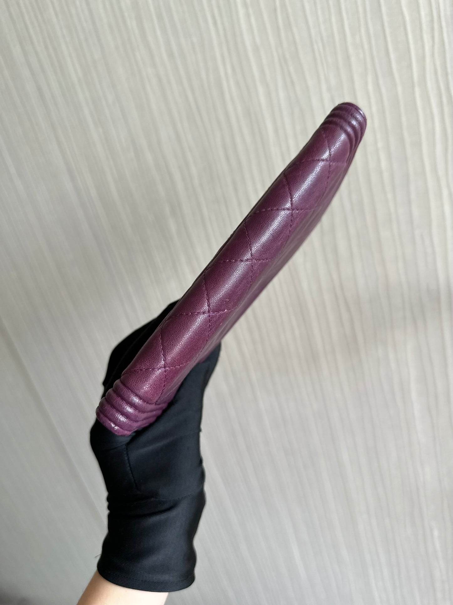 Chanel Boy Bifold Classic Wallet Purple Leather