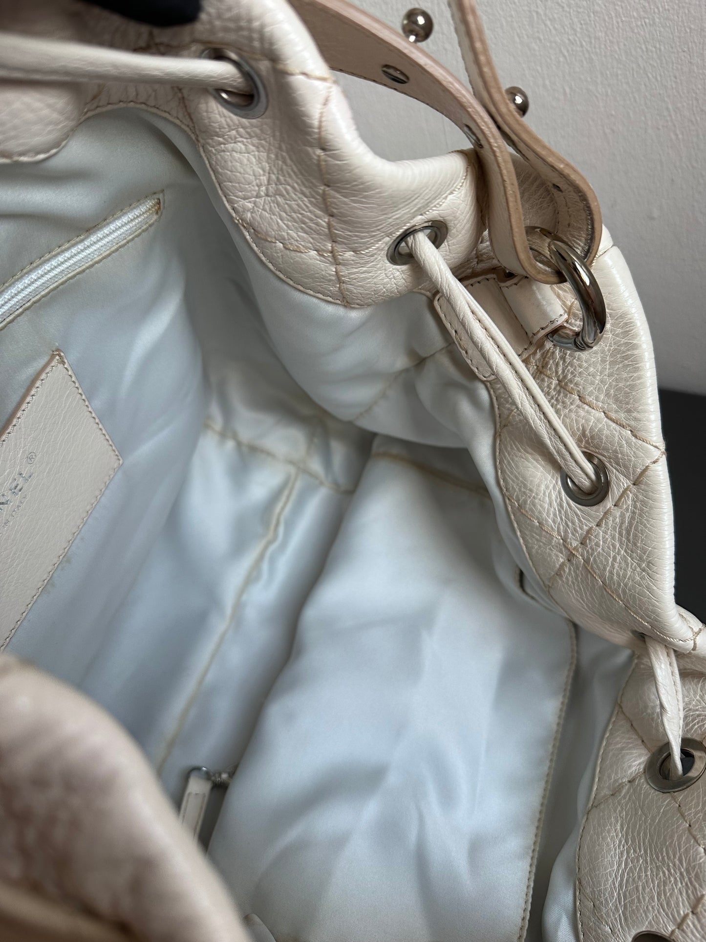 Chanel Maxi Hobo Caviar Bucket Shoulder Bag - Cream Beige / Silver Hardware