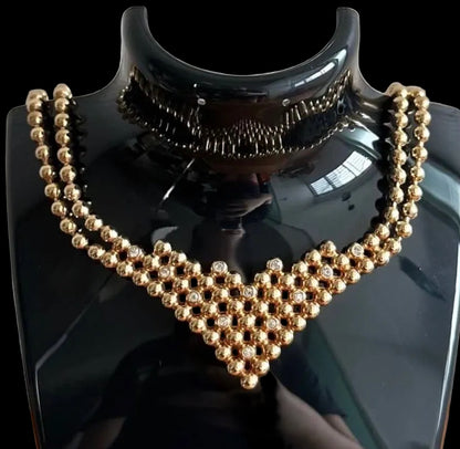 Rare Dior Vintage Gold Tone Waterfall Statement Necklace Crystals