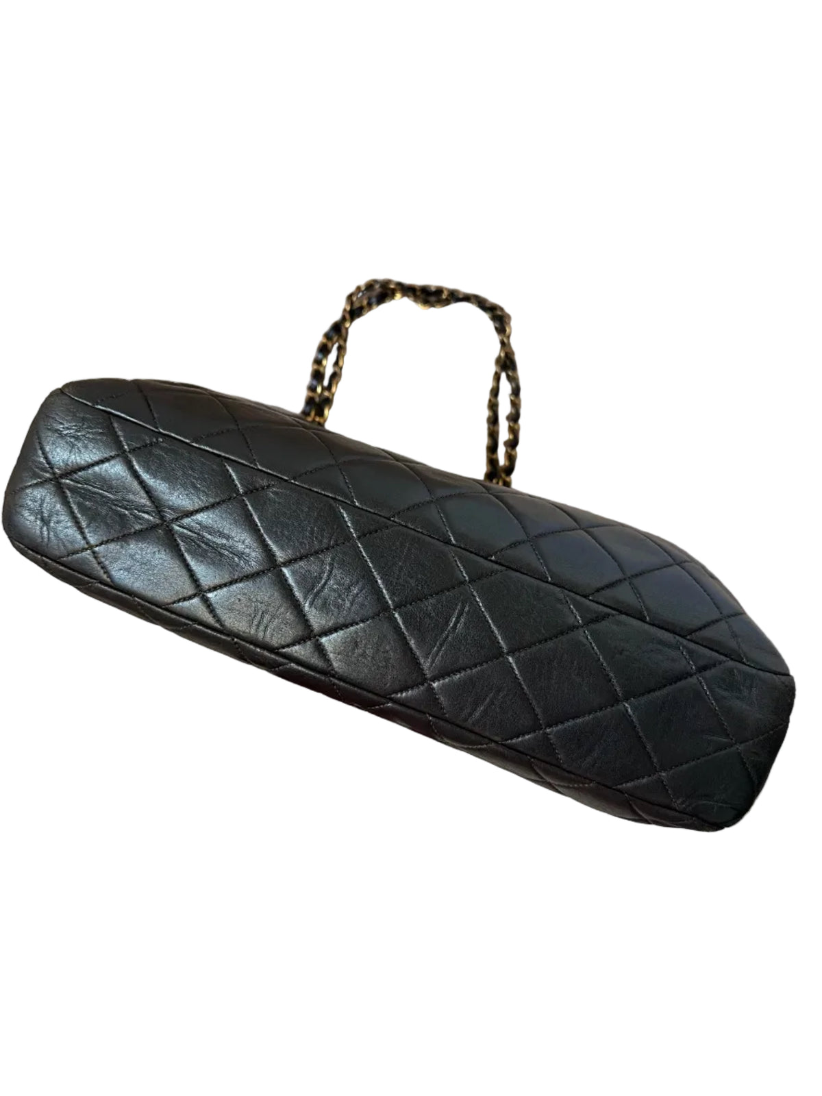Chanel Black Vintage Quilted Chain Tote Bag 24K Gold Hardware