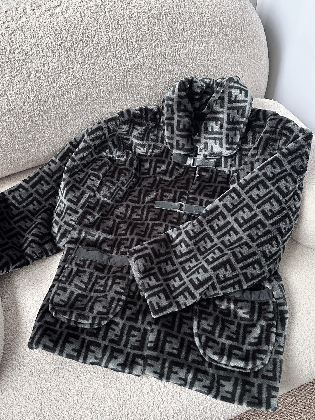 Fendi Vintage FF Monogram Plush Coat Jacket