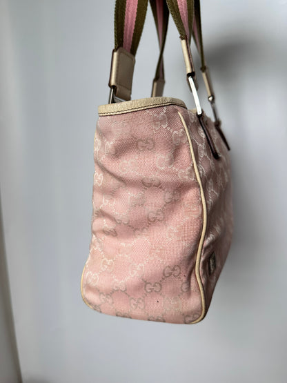 Gucci Pink GG Sherry Canvas Tote Bag