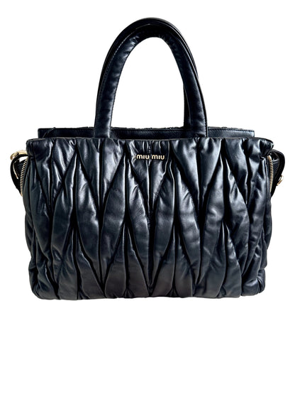 Miu Miu Large Matelasse Nappa Leather Bag Black