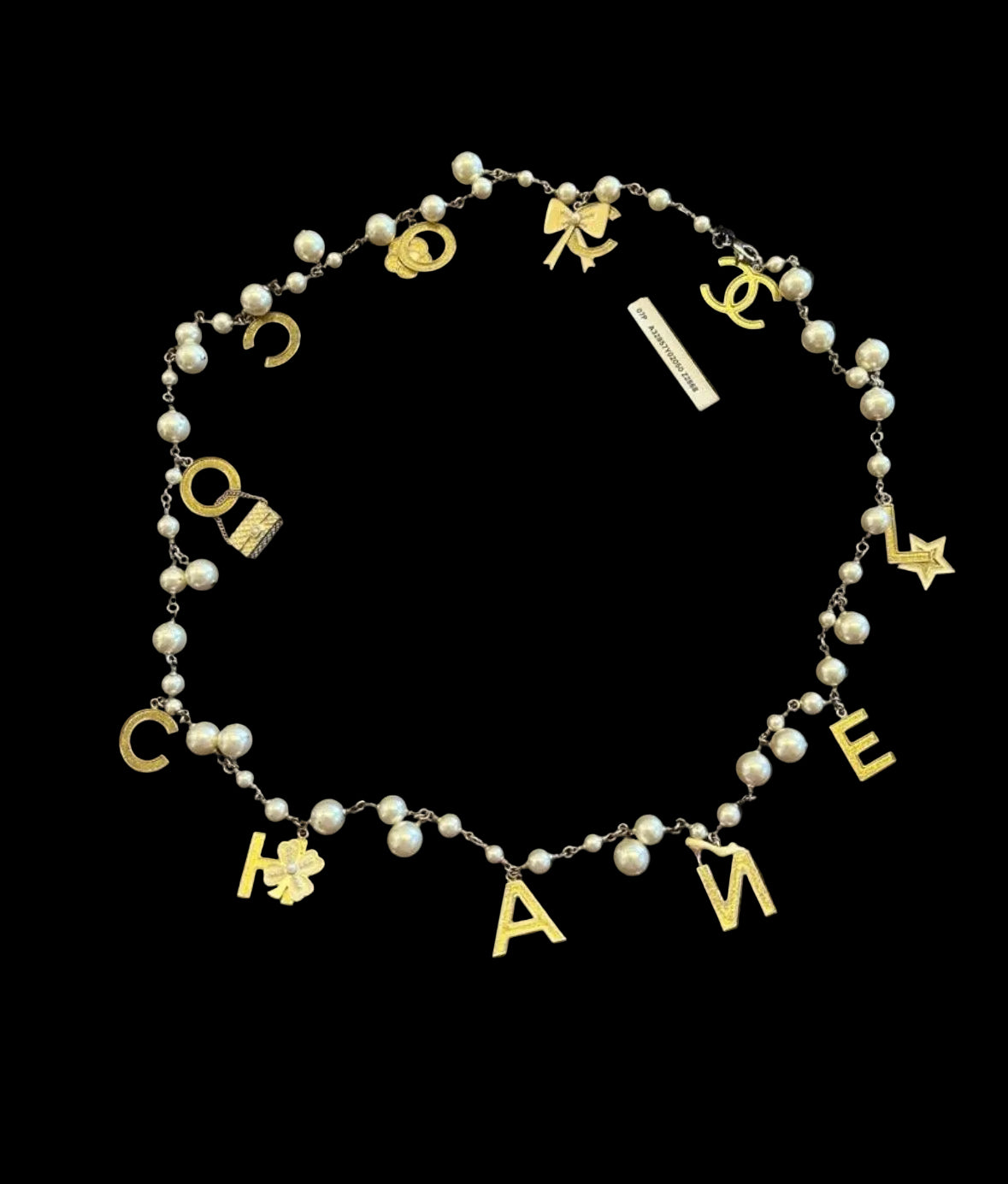 Rare Chanel 2007 Alphabet Logo Icon Charms Long Necklace / Belt
