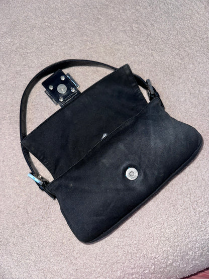 Fendi Baguette Black Nylon Leather
