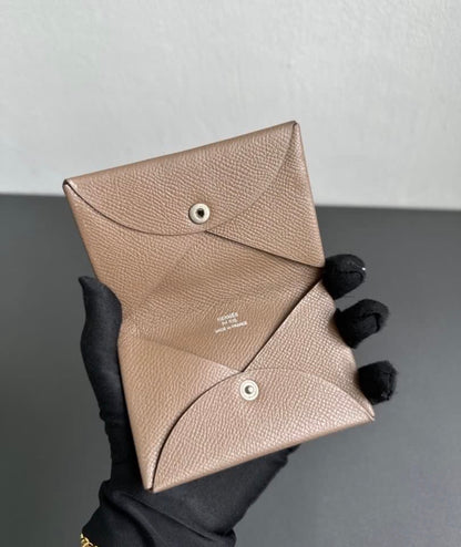 Hermes Etoupe Calvi Card Holder