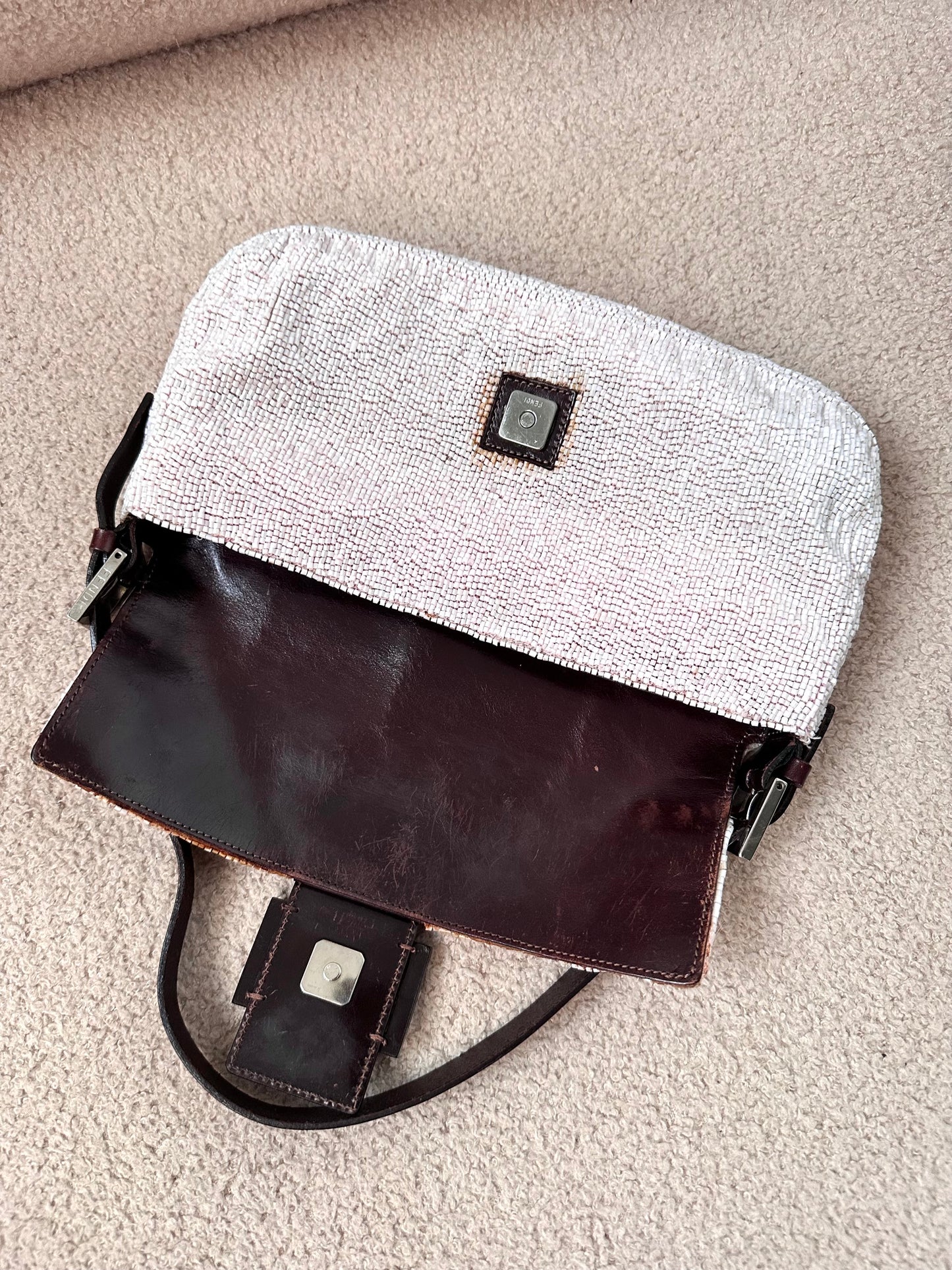 Fendi Archive Pink Full Beaded Sequin Baguette