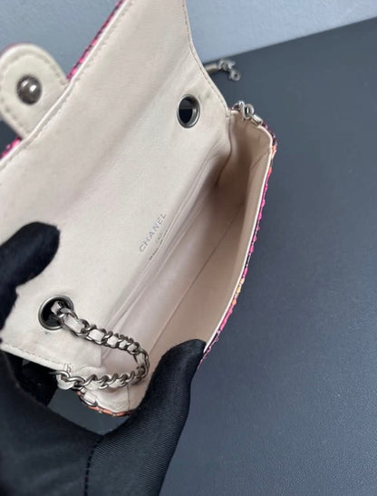 RARE Chanel Multicolour Python Leather Mini Rectangle Single Flap Bag