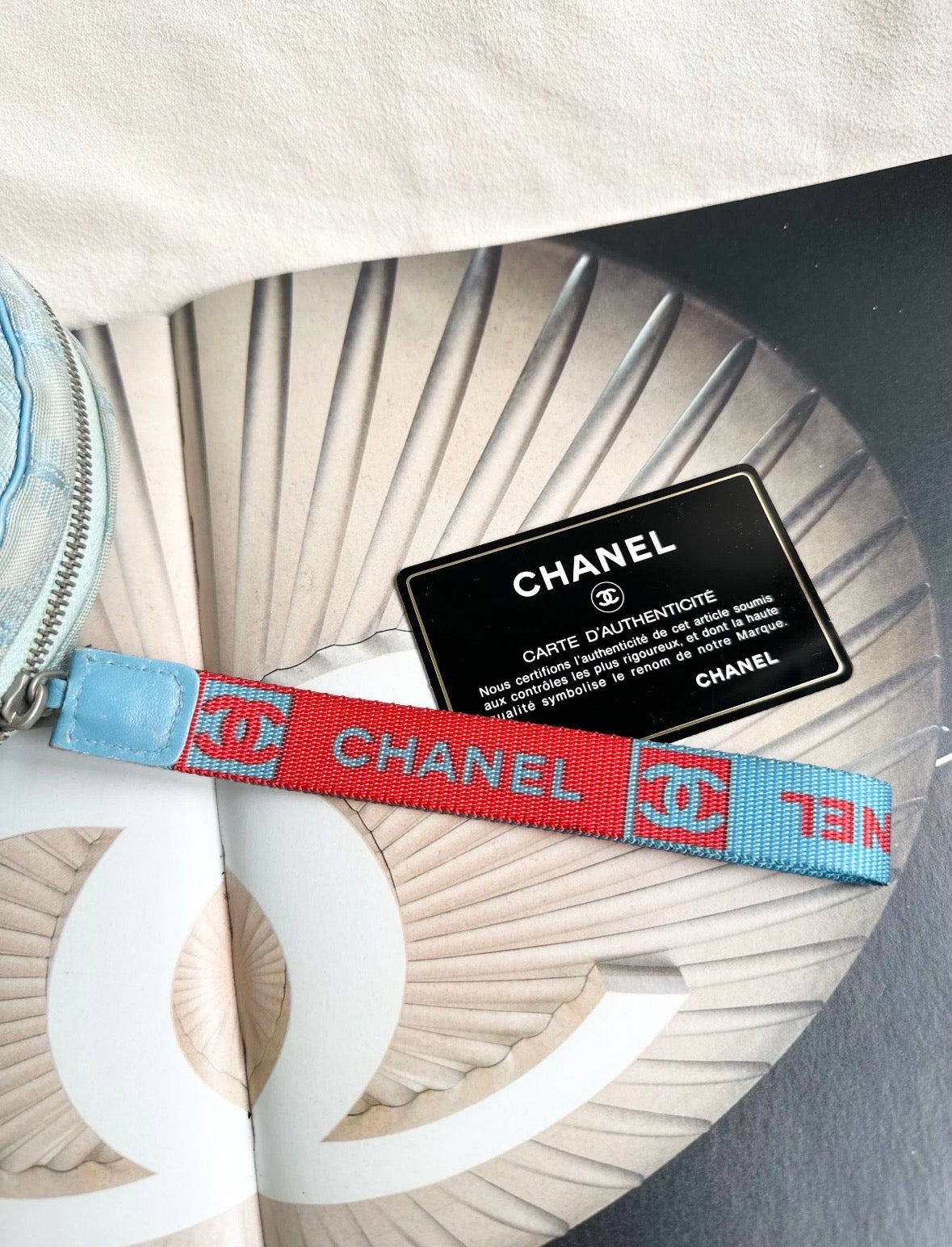 Chanel Blue Travel Line Round Zip Pouch
