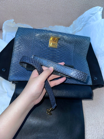 Celine Navy Python Trapeze Bag