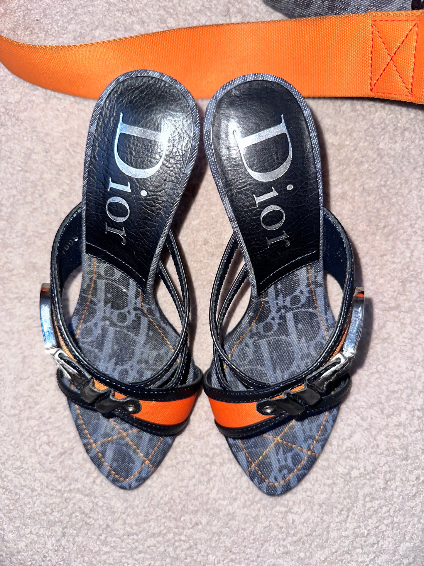 Dior by John Galliano “Remove before flight” Vintage Mules Heels