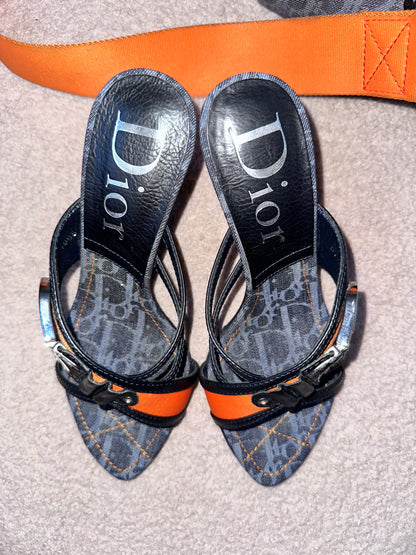 Dior by John Galliano “Remove before flight” Vintage Mules Heels