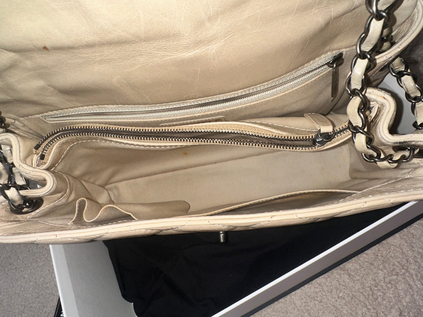 Chanel Large Classic Flap Bag Beige Calfskin