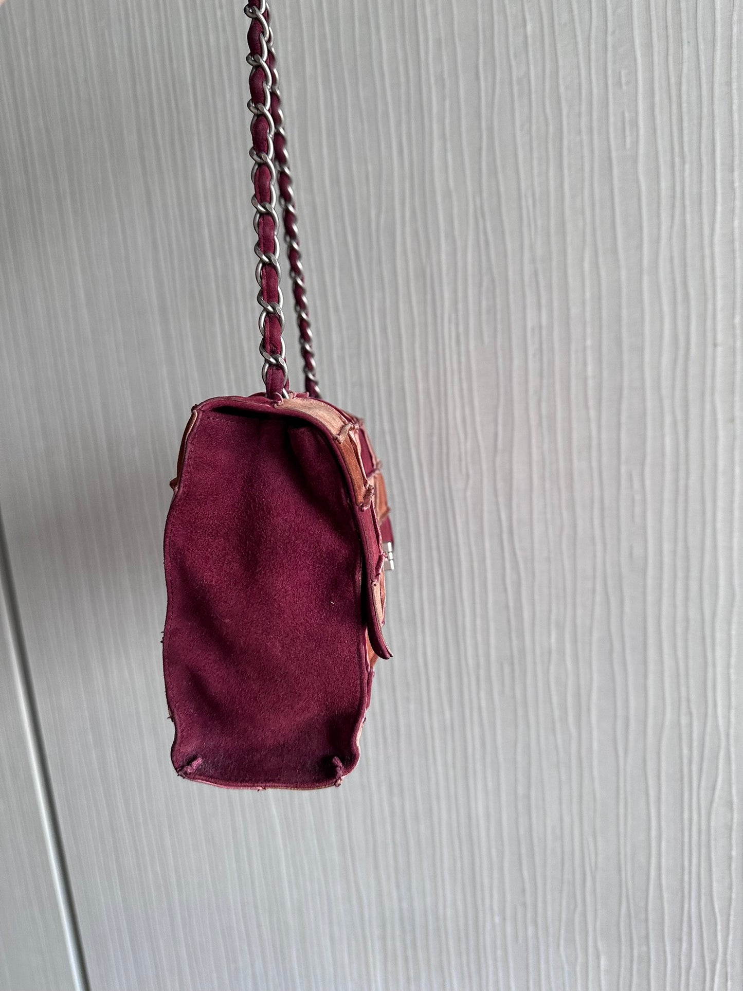 Vintage Chanel Chocolate Bar Suede 2.55 Reissue Single Flap Shoulder Bag